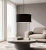 18-Inch Black Fabric Drum Pendant Light, Modern Hanging Ceiling Lamp