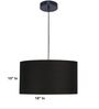 18-Inch Black Fabric Drum Pendant Light, Modern Hanging Ceiling Lamp