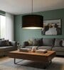 18-Inch Black Fabric Drum Pendant Light, Modern Hanging Ceiling Lamp