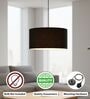 18-Inch Black Fabric Drum Pendant Light, Modern Hanging Ceiling Lamp