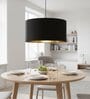 18-Inch Black Gold Fabric Drum Pendant Light, Modern Hanging Ceiling Lamp