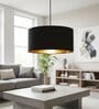 18-Inch Black Gold Fabric Drum Pendant Light, Modern Hanging Ceiling Lamp