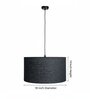 18-Inch Black Jute Fabric Drum Pendant Light, Modern Hanging Ceiling Lamp