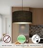 18-Inch Black Jute Fabric Drum Pendant Light