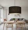 18-Inch Black Jute Fabric Drum Pendant Light