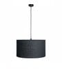 18-Inch Black Jute Fabric Drum Pendant Light, Modern Hanging Ceiling Lamp