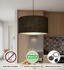 18-Inch Black Jute Fabric Drum Pendant Light, Modern Hanging Ceiling Lamp