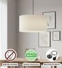 18-Inch Cream Fabric Drum Pendant Light, Modern Hanging Ceiling Lamp