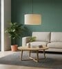 18-Inch Cream Fabric Drum Pendant Light, Modern Hanging Ceiling Lamp