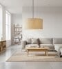 18-Inch Cream Texture Fabric Drum Pendant Light, Modern Hanging Ceiling Lamp