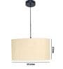 18-Inch Cream Texture Fabric Drum Pendant Light, Modern Hanging Ceiling Lamp