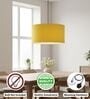 18-Inch Dark Yellow Fabric Drum Pendant Light