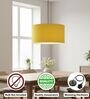 18-Inch Dark Yellow Fabric Drum Pendant Light, Modern Hanging Ceiling Lamp