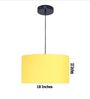 18-Inch Dark Yellow Fabric Drum Pendant Light, Modern Hanging Ceiling Lamp