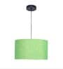 18-Inch Green Texture Fabric Drum Pendant Light, Modern Hanging Ceiling Lamp