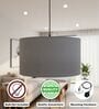 18-Inch Grey Fabric Drum Pendant Light