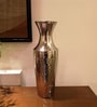 18 Inch High Silver Color Metal Floor Vase