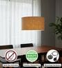18-Inch Natural Jute Fabric Drum Pendant Light, Modern Hanging Ceiling Lamp