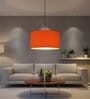 18-Inch Orange Fabric Drum Pendant Light, Modern Hanging Ceiling Lamp