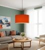 18-Inch Orange Fabric Drum Pendant Light