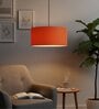 18-Inch Orange Fabric Drum Pendant Light, Modern Hanging Ceiling Lamp