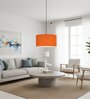 18-Inch Orange Texture Fabric Drum Pendant Light, Modern Hanging Ceiling Lamp