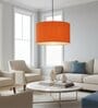 18-Inch Orange Texture Fabric Drum Pendant Light, Modern Hanging Ceiling Lamp