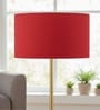18-Inch Red Fabric Drum Lampshade