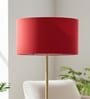 18-Inch Red Fabric Drum Lampshade
