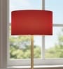 18-Inch Red Fabric Drum Lampshade