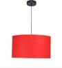 18-Inch Red Fabric Drum Pendant Light, Modern Hanging Ceiling Lamp