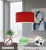 18-Inch Red Fabric Drum Pendant Light, Modern Hanging Ceiling Lamp