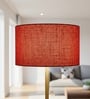 18-Inch Red Jute Fabric Drum Lampshade