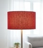 18-Inch Red Jute Fabric Drum Lampshade