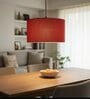 18-Inch Red Jute Fabric Drum Pendant Light