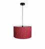 18-Inch Red Jute Fabric Drum Pendant Light, Modern Hanging Ceiling Lamp