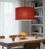 18-Inch Red Jute Fabric Drum Pendant Light
