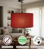18-Inch Red Jute Fabric Drum Pendant Light
