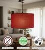 18-Inch Red Jute Fabric Drum Pendant Light, Modern Hanging Ceiling Lamp