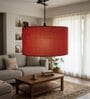 18-Inch Red Jute Fabric Drum Pendant Light