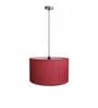 18-Inch Red Jute Fabric Drum Pendant Light