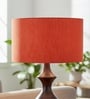 18-Inch Red Texture Fabric Drum Lampshade