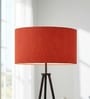 18-Inch Red Texture Fabric Drum Lampshade