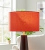18-Inch Red Texture Fabric Drum Lampshade