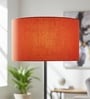 18-Inch Red Texture Fabric Drum Lampshade