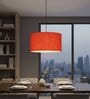 18-Inch Red Texture Fabric Drum Pendant Light
