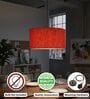 18-Inch Red Texture Fabric Drum Pendant Light, Modern Hanging Ceiling Lamp