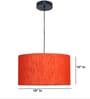 18-Inch Red Texture Fabric Drum Pendant Light, Modern Hanging Ceiling Lamp