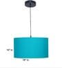 18-Inch Teal Fabric Drum Pendant Light, Modern Hanging Ceiling Lamp