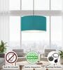 18-Inch Teal Fabric Drum Pendant Light, Modern Hanging Ceiling Lamp